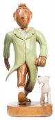 A set of four carved softwood Tintin figures,:- comprising Tintin & Snowy, The Thompson Twins,
