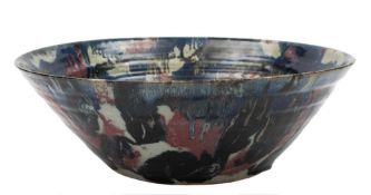 * Janice Tchalenko [1942-2018] a large stoneware bowl: of mildly ribbed and flaring form decorated