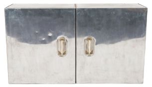 An 'English Rose' aluminium two door wall mounted cabinet:, with cream enamel interior,