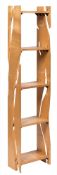 Peter Johnson a sycamore and walnut open display shelf: of five tiers supported by plank ends with
