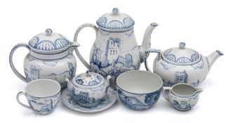 Alfred Powell for Wedgwood a creamware tea and coffee service: comprising a teapot, coffee pot,