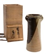 * Shoji Hamada [1894-1978] a Mongama' stoneware flower vase: of tapering cylindrical form with