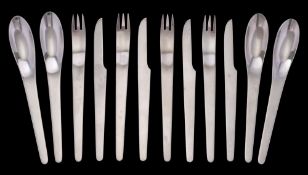 Arne Jacobsen for Georg Jensen a twelve piece stainless steel flatware service: includes four