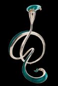* An Elizabeth II silver and sea green enamel 'Knot' candlestick, maker Jenny Edge, London,
