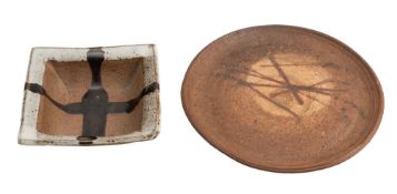 * Janet Leach [1918-1977] two stoneware dishes: one of circular form with deep foot the upper