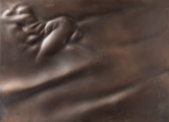 * Ralph Brown [1928-2013] Lovers V: bronze plaque with dark brown patina,