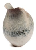 * Betty Blandino [1927-2011] a large stoneware vase: of hand built flattened and shaped oviform