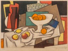 * Georg Jacobson [1887-1976]- Still life of fruit in a pedestal bowl,