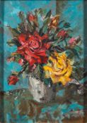 * Rowland Suddaby [1912-1972]- Still life of roses in a vase,:- signed bottom right oil on board 38.