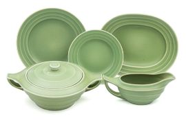 A Wedgwood annular dinner service: comprising six dinner plates, six side plates,