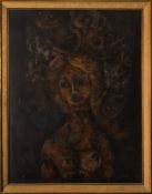 * Albert Belasco [b.1938]- Nude in foliage,:- signed and dated '61 oil on board 98 x 75cm.