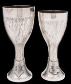 * Modernist silver His & Hers wine goblets, maker Christopher Nigel Lawrence, London,