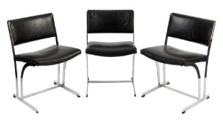 A set of six 'Merrow' 1960's chromium and upholstered dining chairs:,