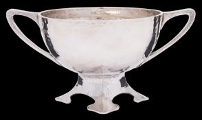 A George V hammered silver sugar basin, maker Ollivant & Botsford, London,