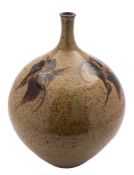 Roger Cockram [Contemporary] a stoneware vase: of oviform with narrow raised neck the shoulders