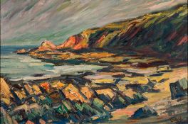 * Bob Vigg [1932-2001]- View near Hartland Point,:- signed bottom right oil on board 50 x 74cm.