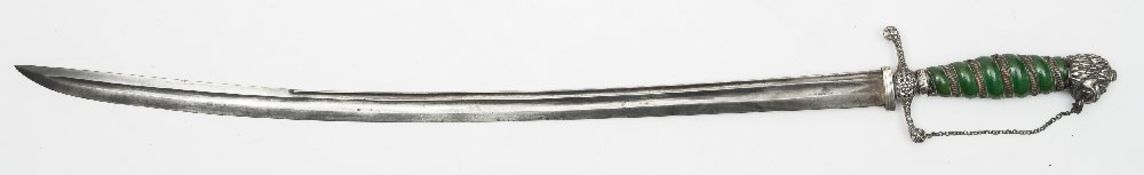 An 18th century silver mounted English hunting hanger:,