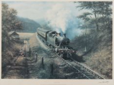 After Don Brecon (1935-2013) 'Racing the Train' print: signed in pencil lower right margin,