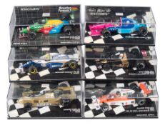Minichamps a group of six Formula One racing cars: to include, Williams,Brabham Judd, Arrows Ford,