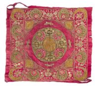 A late 19th century Persian silk embroidered panel:,