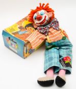 A Pelham ventriloquial puppet 'V7 clown' in original box:, 65cm tall.