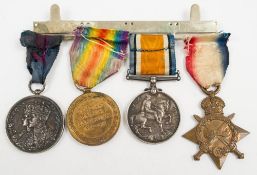 A WWI group of four to Capt H J Inman Oxf & Buck LI:, 1914-15 Star, War Medal,