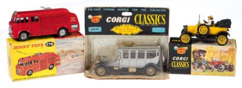 Corgi Classics No 9012 Ford:, No 9041 1912 Rolls Royce Silver Ghost and Dinky No 276 Airport Tender,