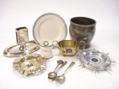 A Union Castle Line silver plated cache pot and matchbox holder ashtray:,