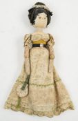 A late 19th/ early 20th century wooden 'Aunt Sally' or peg doll:,