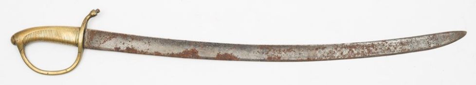 A Continental brass handled sidearm, possibly Russian or Prussian:,