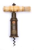 An early 19th century short barrel Thomason 'Ne Plus Ultra' double action corkscrew:,