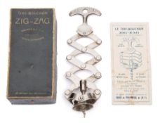 A French nickel plated Tire-Bouchon 'Zig-Zag' lazy tongs corkscrew:,