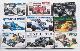 Tamiya, a collection of 1/20th scale Formula One plastic construction kits: including Ferrari F189,