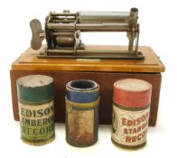 An Edison type phonograph with label for 'P A Norman's Pianos & Organs, Davenport':,
