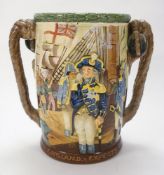 A Royal Doulton limited edition Nelson loving cup: of cylinder form with 'block and tackle' handles,