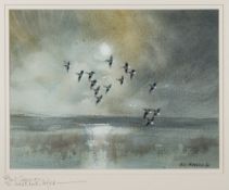 * Hugh Brandon-Cox [1917-2003]- Brent Geese over The Coast, Norfolk,