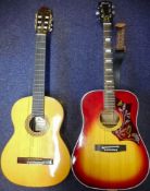 A Japanese acoustic guitar by Tenada Guitars; together with a Korean acoustic guitar. (2).