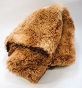 A late 19th/early 20th century Vicuna wool carriage rug:, with brown velvet backing, 140 x 188cm.