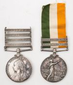A Victorian South Africa pair '2132 Dvr W Burton RE':, Queen's South Africa Medal and four clasps,