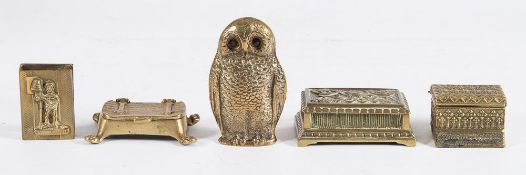 A group of ten 19th century and later brass vesta holders:, including an owl,