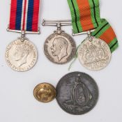 A WWI War Medal to M-2 080291 Pte A J Wilson ASC:, a WWII Defence Medal and War Medal and a Royal N.