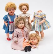 Various makers, four assorted plastic dolls: dating from the 1950's and 60's all approx 52cm. high.