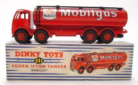 Dinky No 941 Foden 14-ton 'Mobilgas' tanker:, red with black treaded tyres, tow hook ,
