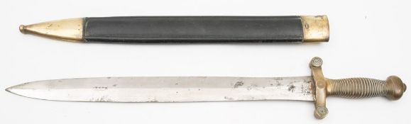 A French Model 1831 Foot Artillery Sword:, of 'galdius' pattern with double edged blade,