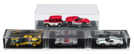 Spark,four assorted racing cars: including - S0299 Transporter Team Lotus, Silverstone 1968,
