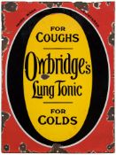 A rare enamel advertising sign for 'Owbridge's Lung Tonic':,