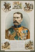 A late 19th /early 20th century lithograph portrait of major General Sir Horatio Hertbet Kitchener:,