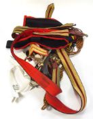 An assortment of ceremonial British military musician's instrument straps: sword knot belts etc.