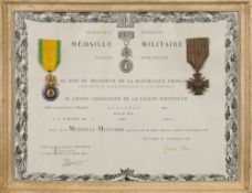 A framed French Medaille Militaire Certificate to Paul Renaudat-Soldat du Train:,