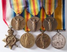 A group of WWI service medals:, comprising a 1914-15 Star to M-2 032358 Pte H Hubberstey ASC,